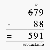 Calculate 679 minus 88 using long subtraction