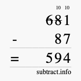 Calculate 681 minus 87 using long subtraction