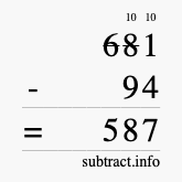 Calculate 681 minus 94 using long subtraction