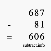Calculate 687 minus 81 using long subtraction