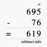 Calculate 695 minus 76 using long subtraction