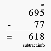 Calculate 695 minus 77 using long subtraction