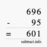 Calculate 696 minus 95 using long subtraction