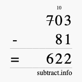 Calculate 703 minus 81 using long subtraction