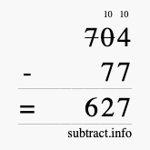 Calculate 704 minus 77 using long subtraction