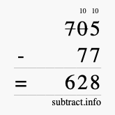 Calculate 705 minus 77 using long subtraction