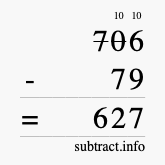 Calculate 706 minus 79 using long subtraction