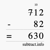 Calculate 712 minus 82 using long subtraction