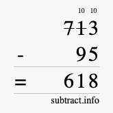 Calculate 713 minus 95 using long subtraction