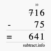 Calculate 716 minus 75 using long subtraction