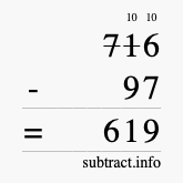 Calculate 716 minus 97 using long subtraction