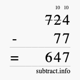 Calculate 724 minus 77 using long subtraction