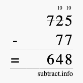 Calculate 725 minus 77 using long subtraction