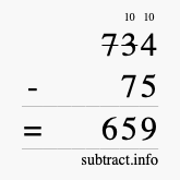 Calculate 734 minus 75 using long subtraction