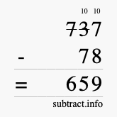 Calculate 737 minus 78 using long subtraction