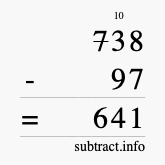 Calculate 738 minus 97 using long subtraction