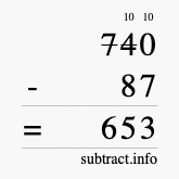 Calculate 740 minus 87 using long subtraction