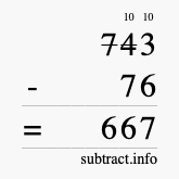 Calculate 743 minus 76 using long subtraction