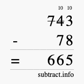 Calculate 743 minus 78 using long subtraction