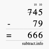Calculate 745 minus 79 using long subtraction
