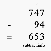 Calculate 747 minus 94 using long subtraction Calculate 747 minus 94 using long subtraction