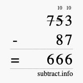 Calculate 753 minus 87 using long subtraction