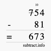 Calculate 754 minus 81 using long subtraction