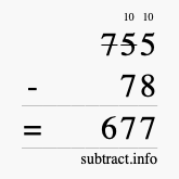 Calculate 755 minus 78 using long subtraction