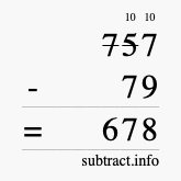 Calculate 757 minus 79 using long subtraction