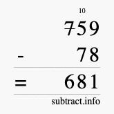 Calculate 759 minus 78 using long subtraction