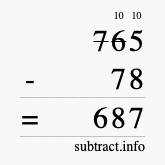 Calculate 765 minus 78 using long subtraction
