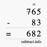 Calculate 765 minus 83 using long subtraction
