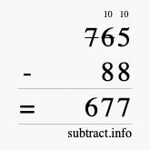 Calculate 765 minus 88 using long subtraction
