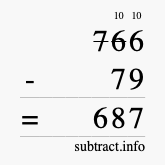 Calculate 766 minus 79 using long subtraction