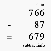 Calculate 766 minus 87 using long subtraction