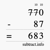 Calculate 770 minus 87 using long subtraction