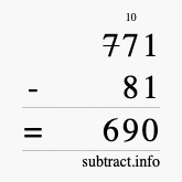 Calculate 771 minus 81 using long subtraction