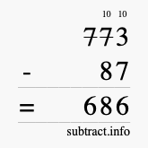 Calculate 773 minus 87 using long subtraction