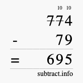 Calculate 774 minus 79 using long subtraction