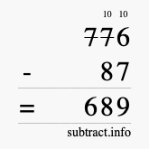 Calculate 776 minus 87 using long subtraction