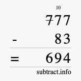 Calculate 777 minus 83 using long subtraction