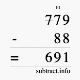 Calculate 779 minus 88 using long subtraction
