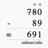 Calculate 780 minus 89 using long subtraction