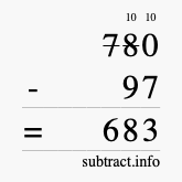 Calculate 780 minus 97 using long subtraction