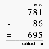 Calculate 781 minus 86 using long subtraction