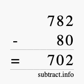Calculate 782 minus 80 using long subtraction
