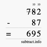 Calculate 782 minus 87 using long subtraction