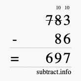 Calculate 783 minus 86 using long subtraction
