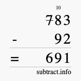 Calculate 783 minus 92 using long subtraction