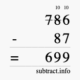 Calculate 786 minus 87 using long subtraction